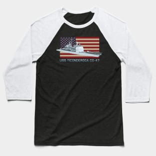 Ticonderoga CG-47 Ship Diagram American Flag Gift Baseball T-Shirt